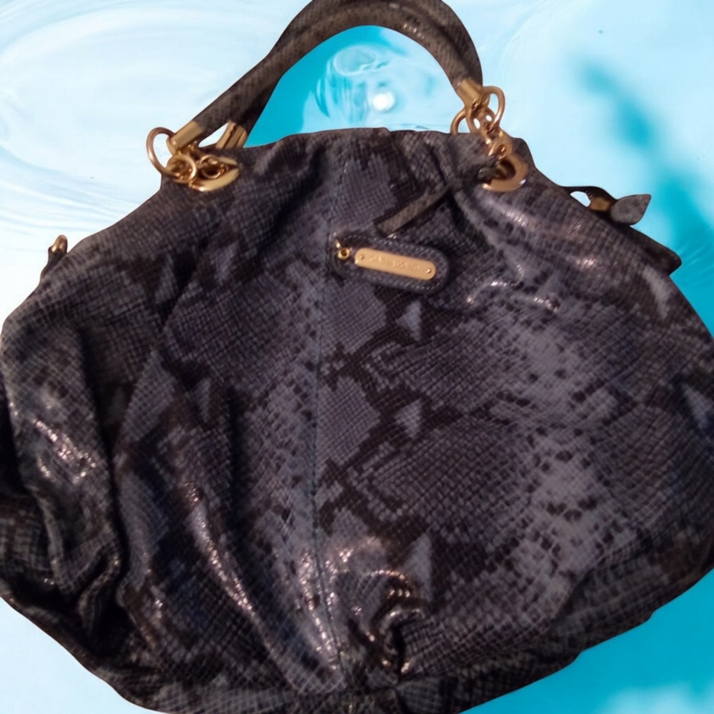 Cynthia Rowley snake skin purse blue